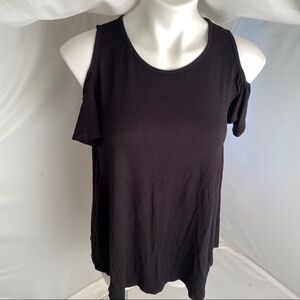 Reborn J black cold shoulder top S